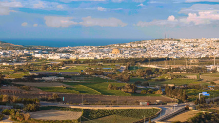 Fototapeta premium Amazing view over Mosta and Valletta from Mdina - travel photography
