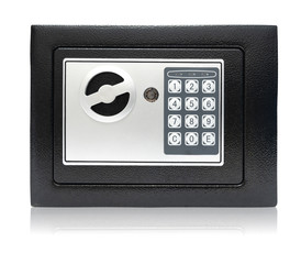 Security metal safe isolated on white background. Symbol of safe.