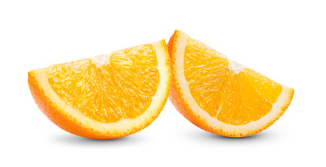 Orange fruit slice on white background