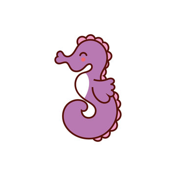 cute seahorse animal comic character