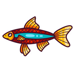 Colorful fish cute cartoon character vector icon