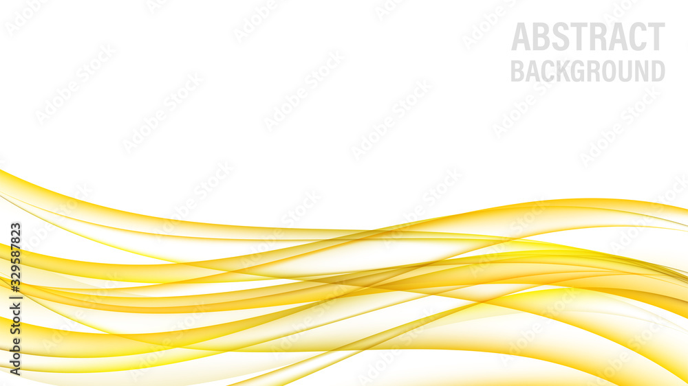 Fototapete Abstract background with gold waves. Abstract digital gold gradient waves. White background. Shiny golden moving sparkle design element. Vector decorative illustration. White backdrop.
