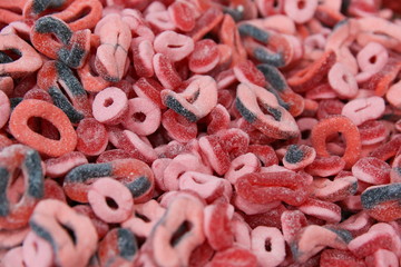 background of chewing jelly marmalade sweets top view