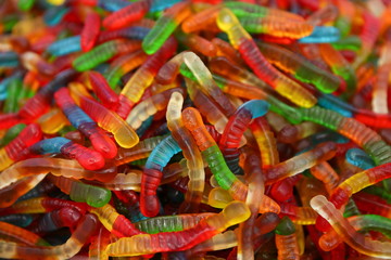 Fototapeta premium background of chewing jelly marmalade sweets top view