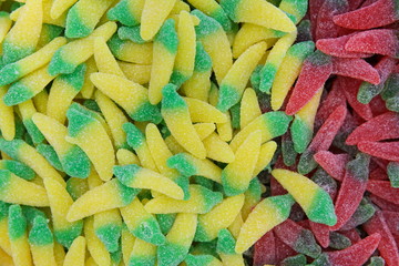 background of chewing jelly marmalade sweets top view