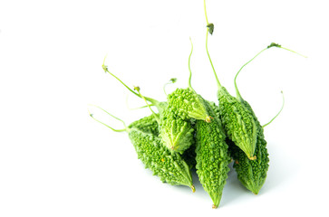 Balsam apple, Balsam pear, Bitter cucumber, Bitter gourd, Bitter melon, Carilla fruit (scientific...