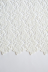 texture of white openwork fabric on a white background.