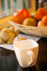 Obraz na płótnie Canvas breakfast with fruits and orange juice