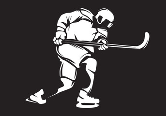 Hockeyl player. Hockeyl cap. Abstract isolated vector silhouette. Iink drawing hockey player.