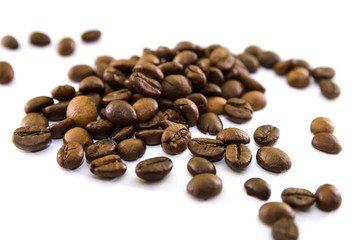 coffee beans on a white background.