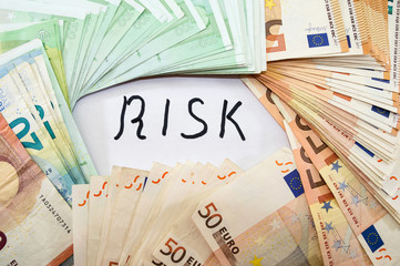 Euro banknotes and the inscription 