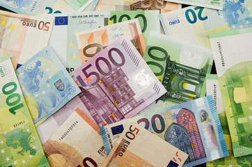 Obraz na płótnie Canvas Euro banknotes. Money background. Business concept. A lot of money for the background.