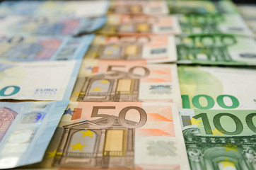 folded euro banknotes. Money background. Business concept.