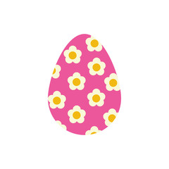 easter egg painted with flowers flat style