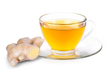 Ginger tea isolated on white background