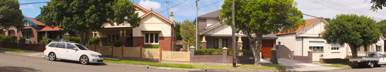 Panorama of a suburban Sydney street in urban Sydney western suburb nsw Australia 