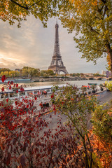 Eiffel Tower and the Seine on an autumn day