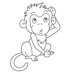 Coloring Page Outline of cartoon monkey. Animals. Coloring book for kids.