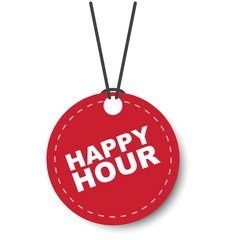 red vector banner happy hour