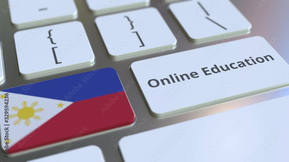 Aufkleber online education text and flag of the philippines on the buttons on the computer keyboard. modern pr