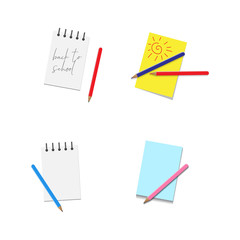 set of back to school concept design with text and crayon icon