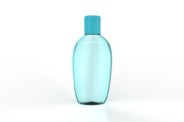 Clear hand sanitizer in a clear pump bottle isolated on a white background. Hand sanitizer is used for killing germs, bacteria and viruses. 3d illustration 