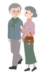 おでかけ中の老夫婦