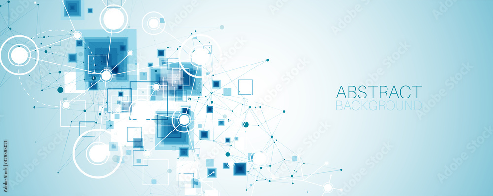 Fototapete Template for science and technology presentation. Plexus style background.