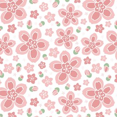 Seamless pattern with sakura blossom. Vector Illustration.