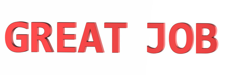 3D Rendering Red Metal Great Job Word 