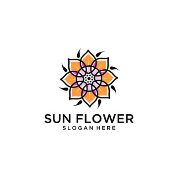Sunflower logo design , Nature icon design vector download