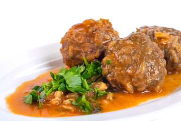 Delicious Swedish meatballs with a hearty brown sauce with parsley