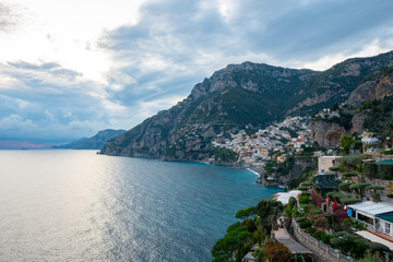 Beautiful Landscape with Positano town at famous amalfi coast, Italy