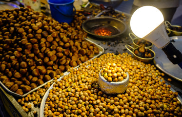 Chestnuts roasted for sale in night market
