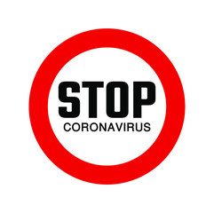 stop coronavirus sign on white background
