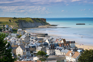 Arromanches Les Bains, Normandy, France, Mulberry Harbour from D Day landings ,World War 2