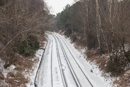 Rail Tracks covered in Snow