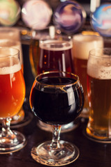 porter dark beer on wooden table