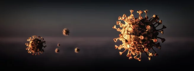 Fotobehang simulation of the coronavirus virus floating © juanjo