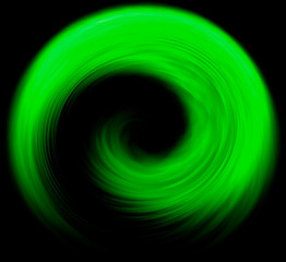 Abstract green spiral on black background