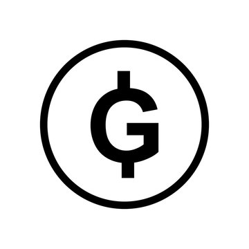 Gourde coin monochrome black and white icon. Current currency symbol.