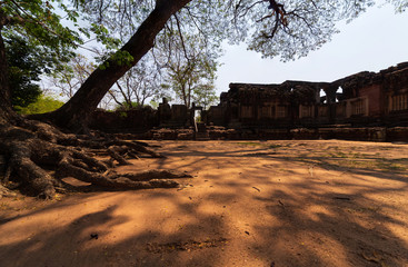 Naklejka premium Phimai Historical Park, Phimai Sanctuary is large stone castle.