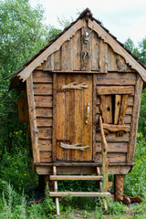 Hut Standing on Chicken Legs. Wooden House Fairy Grandmother Yaga