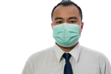 Businessmen wear masks to prevent germs On a white background