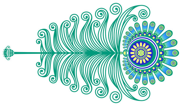 A stylized image of a peacock feather. Decorative element. Vector graphics