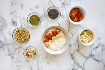 Healthy Bowl of Yougurt with Strawberry and Banana