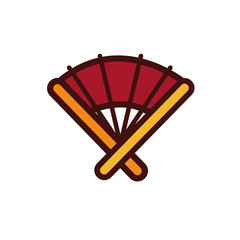 chinesse fan decoration new year isolated icon