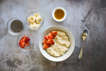 Healthy Bowl of Oatmeal with Strawberry and Banana