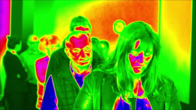 Thermal Imaging Scans For People To Have Their Temperatue Checked. Queueing Up Or Waiting In Line. Stock Video Clip Footage