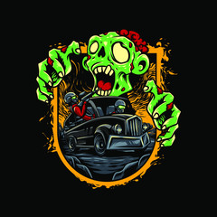 Bus zombie illustration